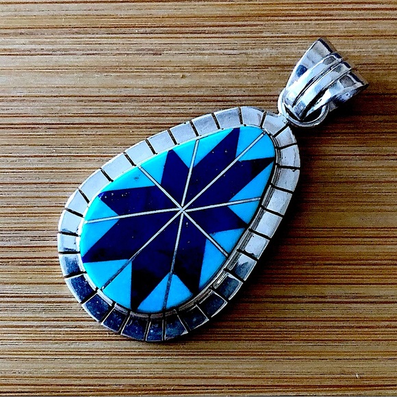 $94  Navajo Estate Pendant by Running Bear  Sterling Silver  Marked RB 925 - Picture 4 of 4